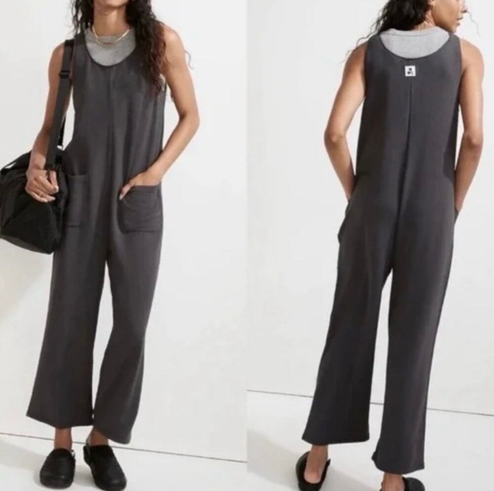 Madewell MWL Superbrushed Jumpsuit Black Coal Medium